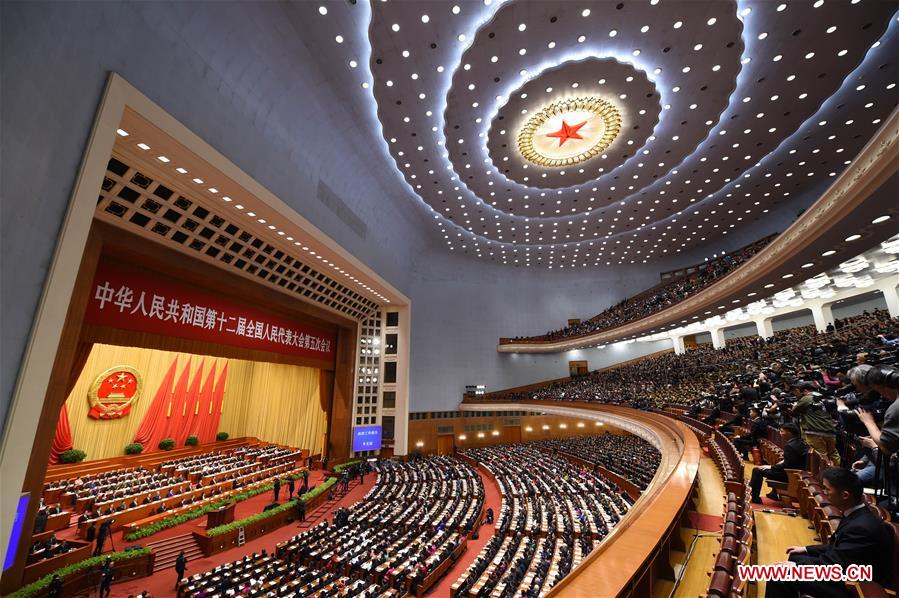 The fifth session of the 12th National People's Congress opens at the Great Hall of the People in Beijing, capital of China, March 5, 2017. Photo: Xinhua