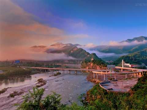 Clouds of mountain city Benxi, N China