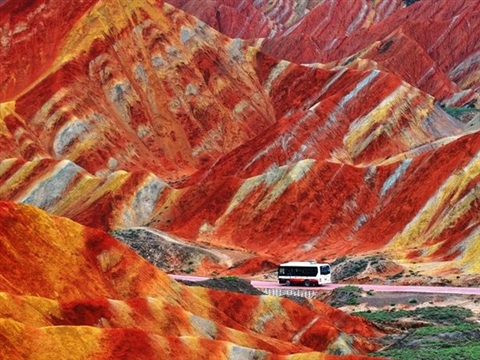 Colorful Zhangye Danxia landform in NW Gansu