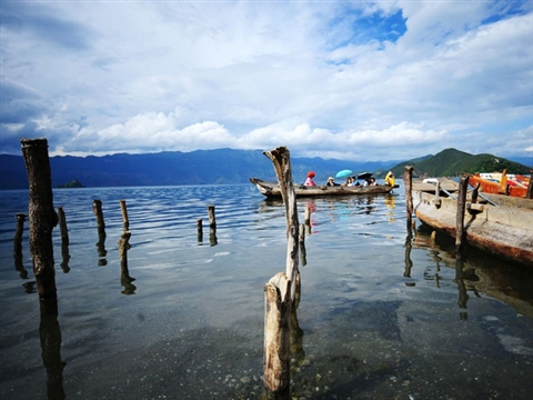 Beautiful scenery of Lugu Lake in SW China's Yunnan