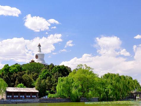 Beihai Park stands out in burning Beijing