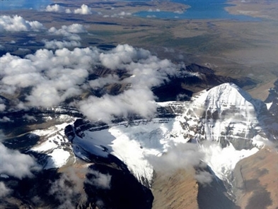 Aerial view of 'holy mountain' in Tibet