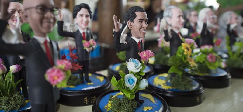 Clay figures featuring leaders to attend G20 Summit seen in China's Hangzhou